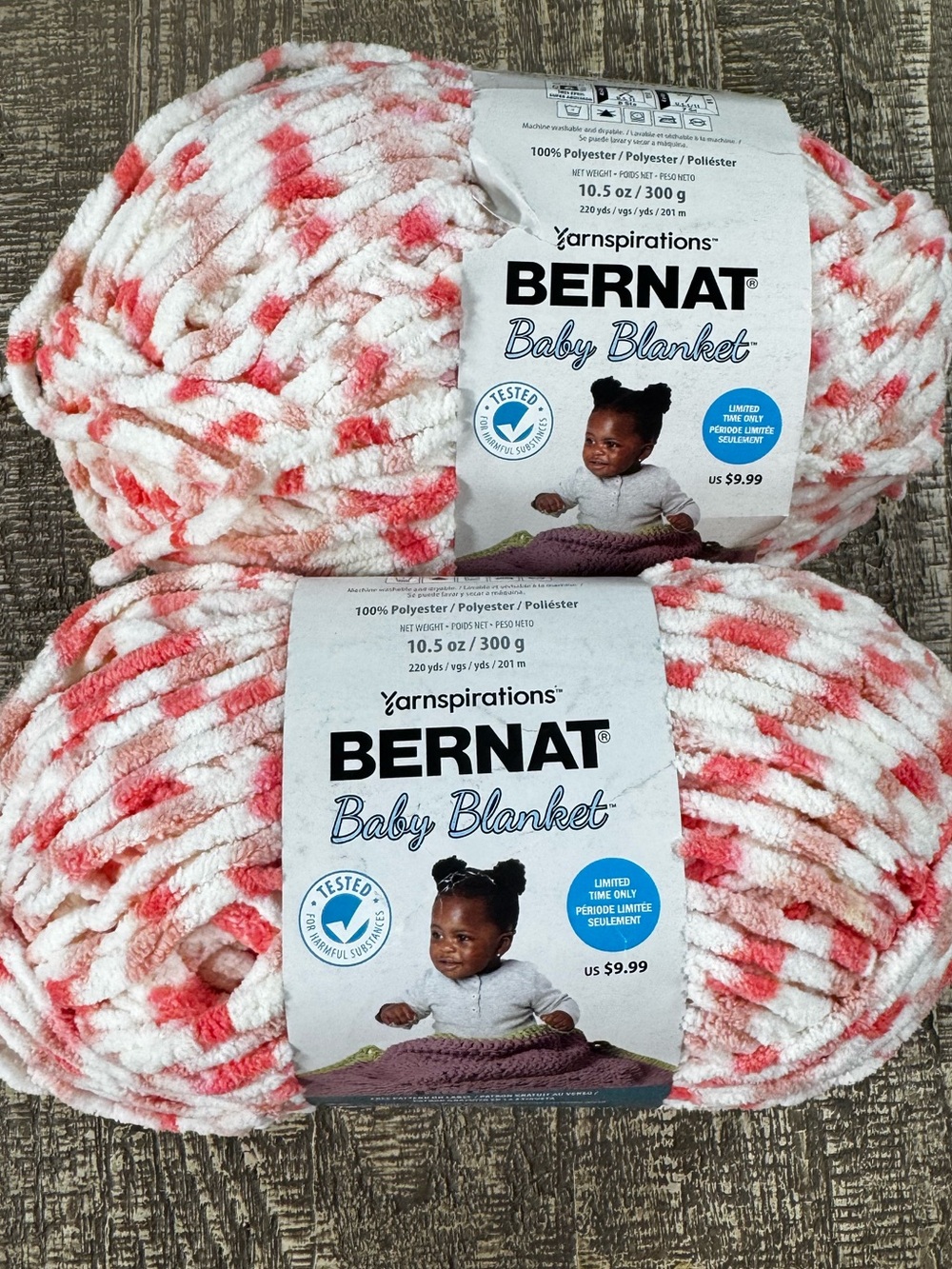 Bernat Baby Blanket Plush Yarn - Strawberry Sprinkles 2 Skeins